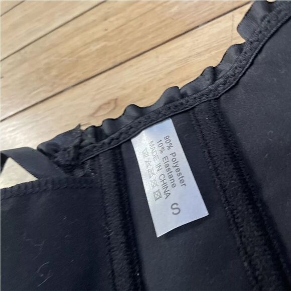 Black Zip Corset Womens Small Damask Floral Black Lace Cinch Zip Goth Fairy S - Picture 11 of 16